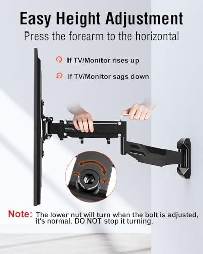 ELIVED Height Adjustable TV Mount for Most 26-55 Inch tvs, Holds 11-66 lbs, Spring Arm Full Motion Swivel Tilt Articulating TV Wall Mount Bracket, Max VESA 400x400mm