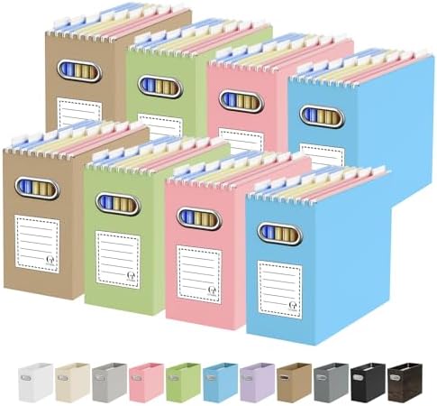 Oterri Portable Collapsible Cardboard File Box with Handle for Letter-Size
