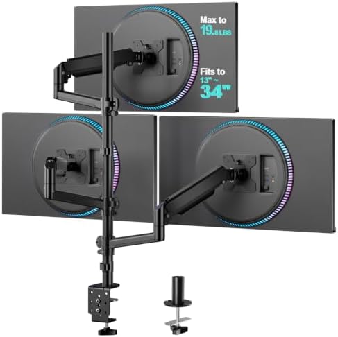 WALI Stacked Triple Monitor Mount for 13-34 inch Screens, 19.8 lbs per Arm