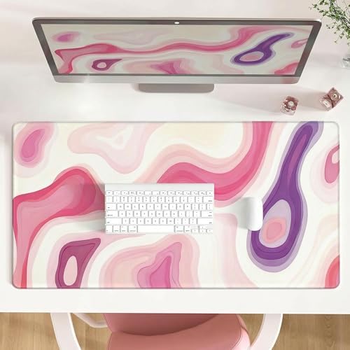 Large Gaming Mouse Pad 31.5x15.7 Inch, Pink Abstract Desk Mat Cute