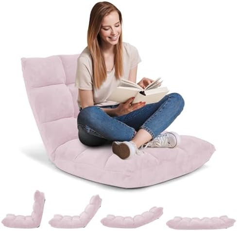 GIANTEX Floor Chairs for Adults, Floor Gaming Chair (Light Pink)