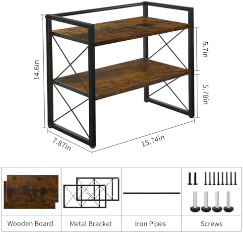 YINMIT Desktop Shelf Organizer, 2 Tier Office Shelves, Wood Desk Organizer Storage Rack and Freestanding Display Shelf for Office, Dormitory, Home