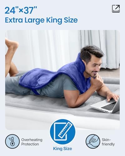 RENPHO King Size Heating Pad for Back, FSA Eligible HSA, Midnight Blue