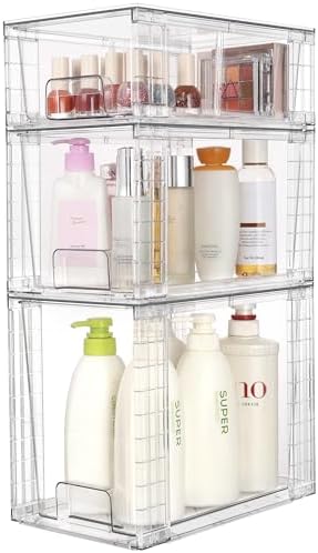 Vtopmart Clear Stackable Storage Drawers, 6 Pack Tall Organizer Set