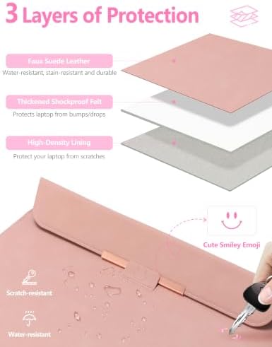 HYZUO 13.3-14 Inch Laptop Case Sleeve with Stand for MacBook,Pink