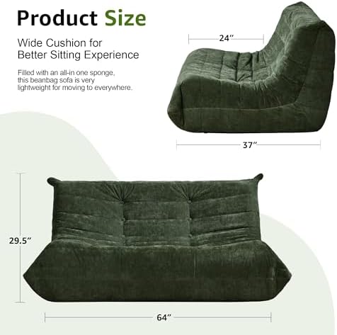 Hobestluk Large Bean Bag Chairs for Adults Fireside BeanBag Couch Togo Sofa
