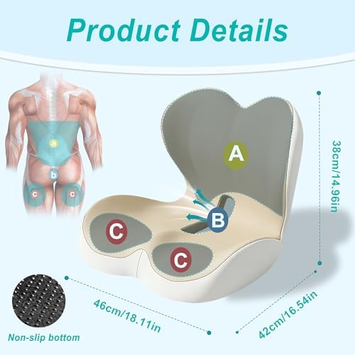Seat Cushion for Office Chair, Ergonomic Cushion with Lumbar Support Pillow