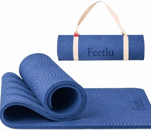 Extra Thick 12mm Exercise Mat, 74" x 26", Non-Slip with a Yoga Strap