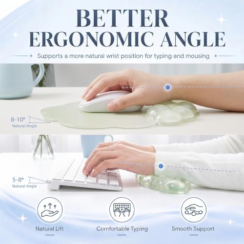 Gel Cloud Wrist Rest, Keyboard & Mouse Pad Set for Office, Non-Slip Support