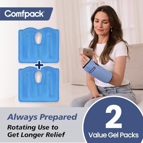 Comfpack Wrist Ice Pack Wrap for Carpal Tunnel Relief with 2 Gel Ice Packs