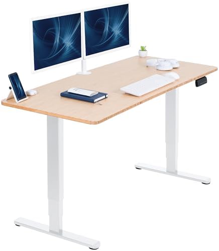 VIVO Real Bamboo 60 x 24 in Standing Desk, DESK-KIT-2W6O