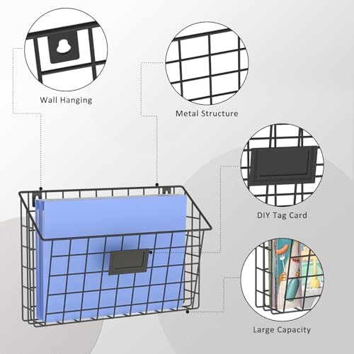 X-cosrack 3-Tier Detachable Hanging Wall Files, Wall Mounted Mail Basket