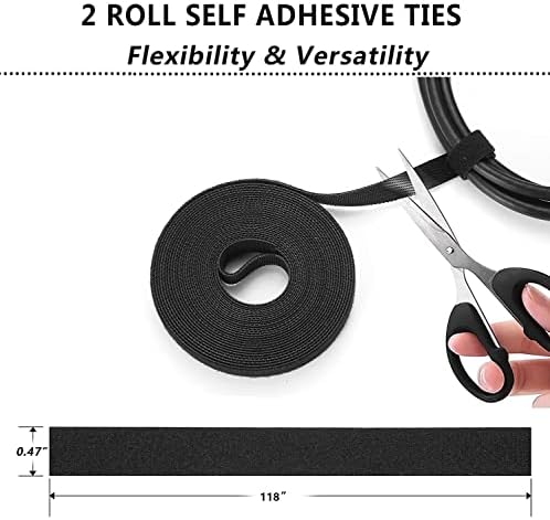 Cord Management Organizer Kit 4 Cable Sleeve split 192PCS Cable Management (Pack of 2)