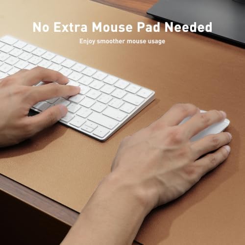 Aothia Faux Leather Desk Mat Mouse Pad, 55" x 24", Khaki