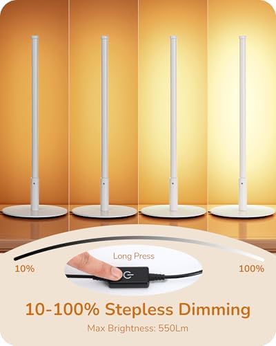 EDISHINE LED Table Lamp, Minimalist Desk Lamps for Home Office, White