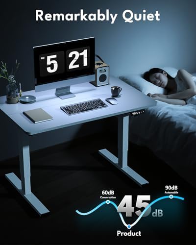 Electric Standing Desk, Gaming Desk, 40 x 24 Inch, White