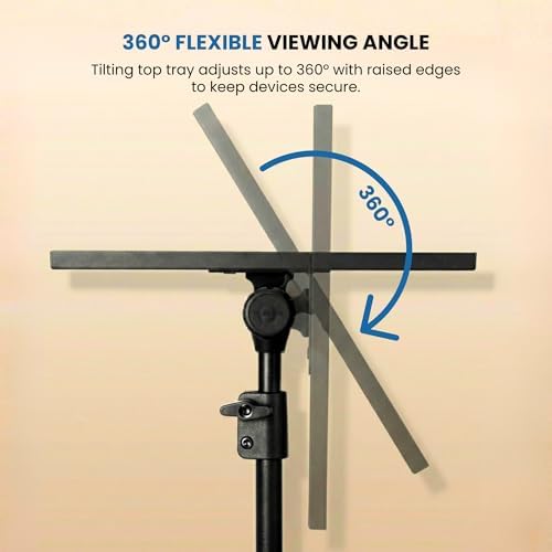Projector Stand Tripod - 28.7 -54.3 Inch Adjustable Laptop Tripod Stand with Wheels - Dual Tray Portable Laptop Stand with Phone Holder for Office, Home, Stage, DJ Equipment & Outdoor Movies
