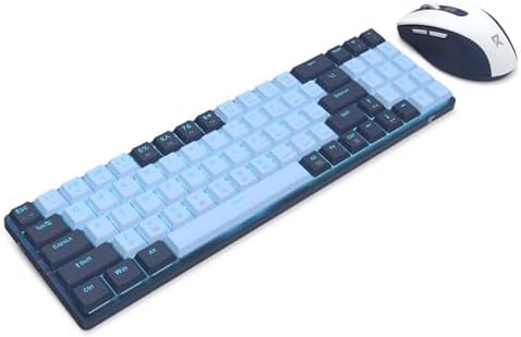 Redragon BS8773 Wireless Keyboard and Mouse Combo, 78 Keys 2.4Ghz Wireless Low-Profile Mechanical Red Switch Keyboard w/Slim Compact Design & Single Blue Backlit, Comfort Grip 2400 DPI Max Mouse