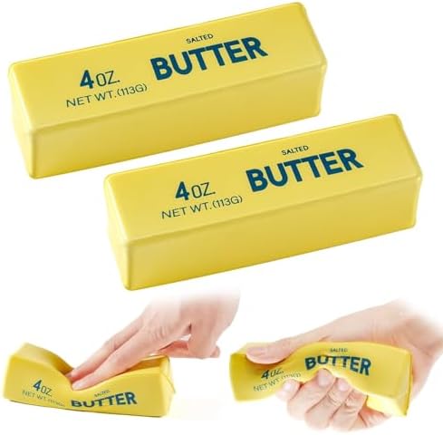 2PCS Butter Squishy, Slow Rising Squeeze Toys, Butter Stick Toys (Yellow)
