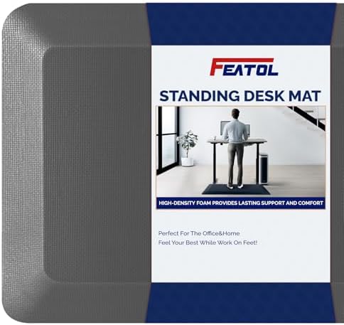 FEATOL Anti Fatigue Mat for Standing Desk & Kitchen Floor, 9/10 Extra Thick