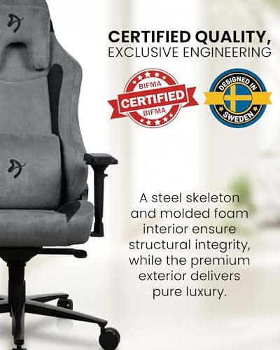 Arozzi Vernazza Supersoft Upholstery Material has a Unique Velvety Texture that is Fluid-Repellant and Breathable with Memory Foam Lumbar Support 4D Armrest for Office and Gaming Chair - Anthracite
