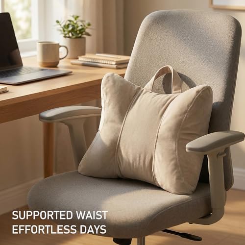 Back Support Cushion for Office Chair and Car Seat, Warm Beige