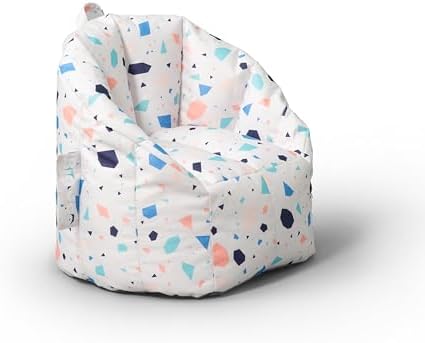 Big Joe Milano Child-Sized Bean Bag Chair for Kids Bedroom and Reading Nook, Dolce Terazzo Lenox, Durable Easy-Clean Woven Polyester, Refillable