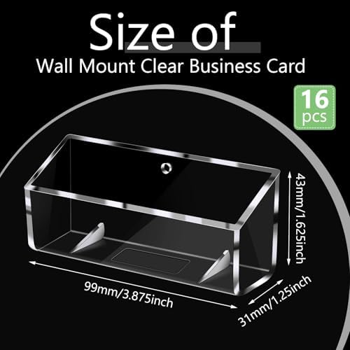 Eersida 16 Pcs Acrylic Business Card Holder for Wall Mount or Place on Desk
