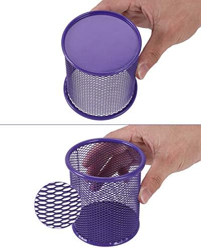 EasyPAG Pencil Holder for Desk, 2 Pack Metal Pen Organizer, Mesh Pencil Cup Organizer for Home, Office, Classroom, School, Purple