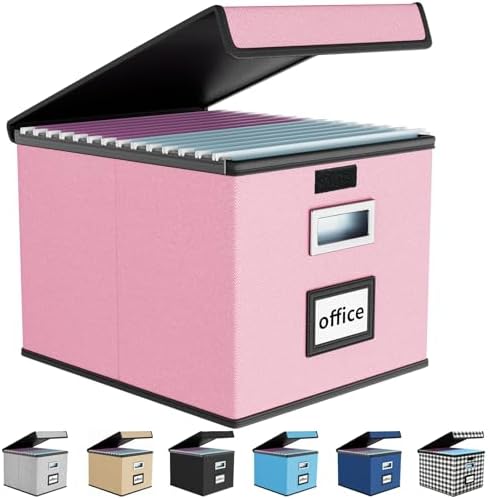 File Organizer Box with Lids, Collapsible File Folder Organizer