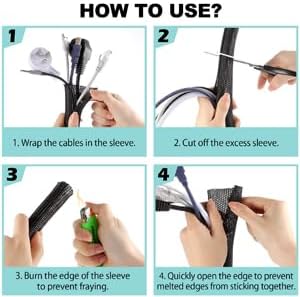AGPTEK Cable Sleeve, 10ft - 1.5 inch Cable Management Cord Hider, Black