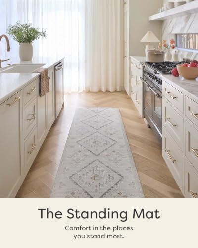House of Noa Nama Standing Mat – Anti-Fatigue Cushioned Kitchen Mats for Floor | Ergonomic Bounce-Back Foam Kitchen Mats | Anti-Fatigue Mats for Kitchen & Standing | Ula Cashew | 22" x 36"