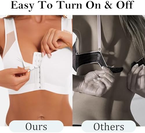 J-pone Front Closure Posture Corrector Bra Back Support Wireless Comfy Unlined Bras Full Coverage Bra with Nipple Covers