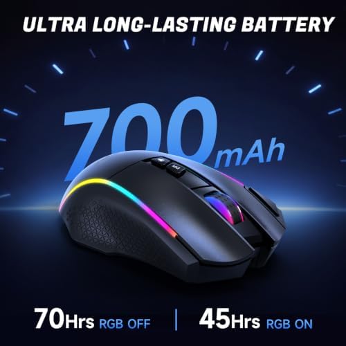 AOC GM401 Wireless RGB Gaming Mouse, 12000 DPI, Rapid-Fire Shotcut, 70Hrs