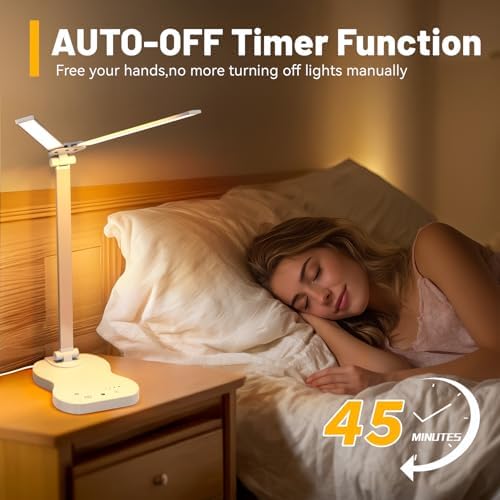 Desk Lamps for Home Office, LED Dorm Lamp, White
