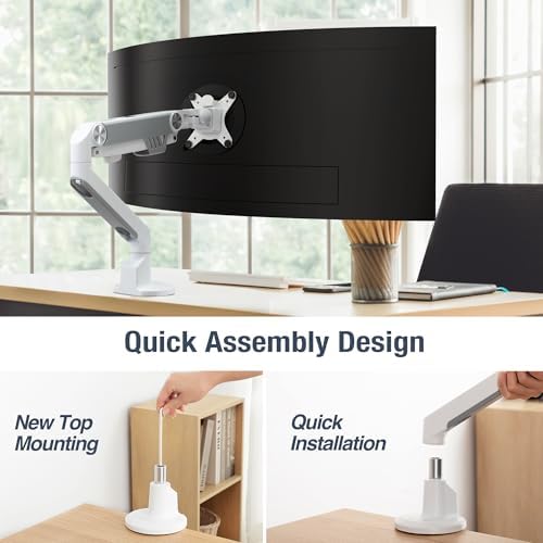 AVLT Single 13"-38" Monitor Arm Desk Mount - White