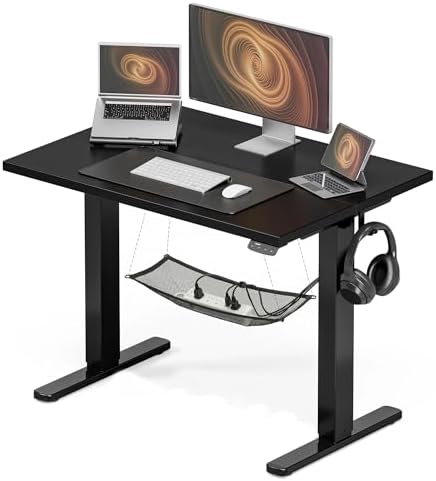 Acrolix 40x24 Electric Standing Desk with Cable Net, Black