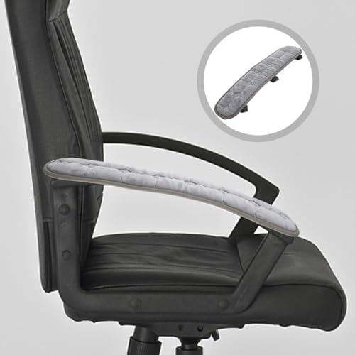 Garneck 2 Pack Office Chair Armrest Pads with Elastic Strap: Non-Slip Plush Gaming Chair Arm Covers Grey Soft Forearms Support Cushions for Desk Computer & Wheelchair