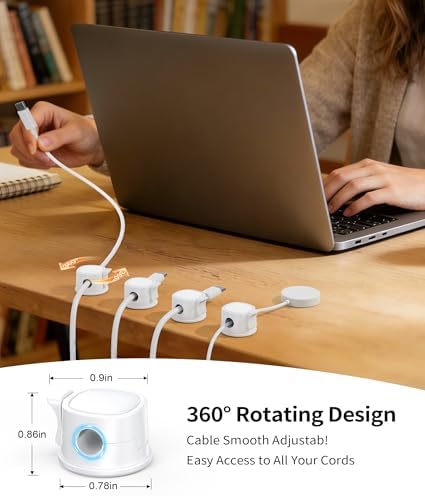 8 Pack 360° Rotatable Cable Clips Cord Organizer,Desk Cable Management Accessory,Cord Clips,Adhesive USB Wire Holder Keeper Organizer Home Office Desk Phone Car Wall Desktop Nightstand Cable Organizer