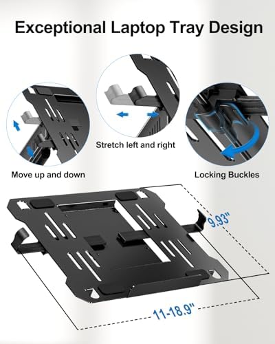 Laptop Wall Mount, 2-in-1 Monitor with Vented Tray Hold Max 22bls