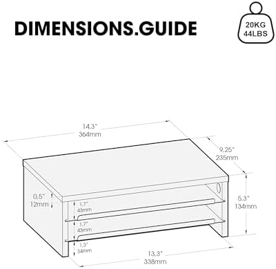 Fenge 14.3-Inch Monitor Stand with Slide-Out Trays, Wood & Metal Desk Shelf