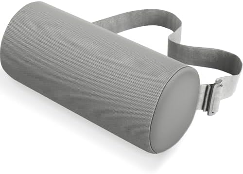 CushZone Memory Foam Lumbar Roll Support Pillow, Light Gray