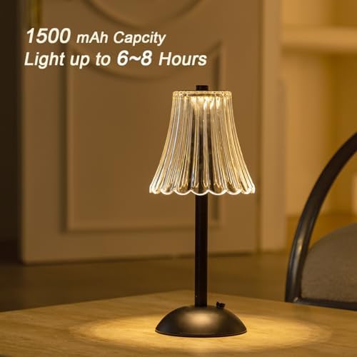 HEQET Cordless Table Lamps for Home,Table,Dining Room, Gold Rechargeable Lamps, USB Charge 12'' Tall LED Brass Portable Outdoor Indoor Table Lamp with Built-in Dimmer (Black-White)