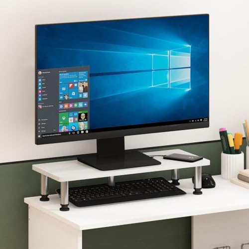 Furinno TURN-N-TUBE Toolless 23.6" Wide Monitor Stand Riser, White Oak
