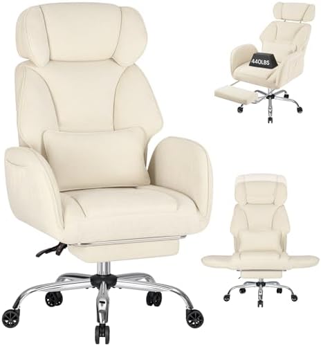 HOFFREE Criss Cross Chair with Wheels for Gaming,Reading,Working(Beige)
