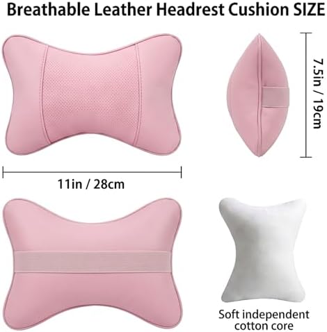 Car Pillow for Driving Seat Soft Leather Headrest Neck Support 2PCS