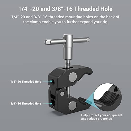 SMALLRIG Super Clamp w/ 1/4" and 3/8" Thread and 5.8 Inches Adjustable Friction Power Articulating Magic Arm with 1/4" Thread Screw for LCD Monitor/LED Lights - KBUM2730 (Pack of 2)