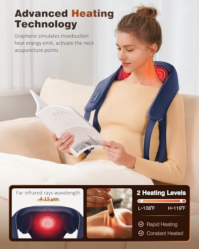 KNQZE Cordless Neck Massager for Pain Relief Deep Tissue with Heat