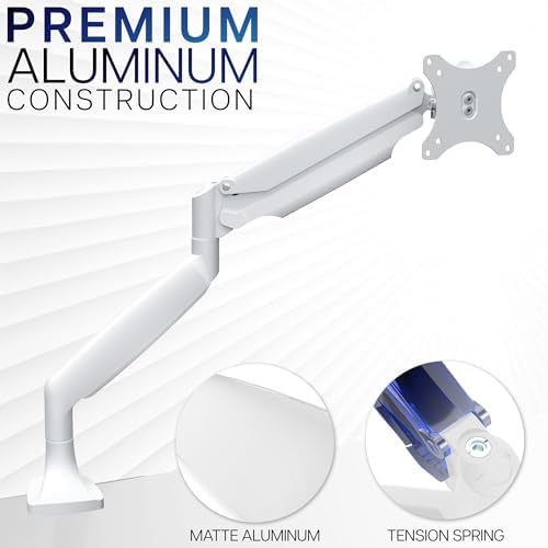 VIVO Premium Aluminum Height Adjustable Single Monitor Articulating Desk Mount Stand with Pneumatic Arm, Fits up to 32 inch Screen, White, STAND-V001QW