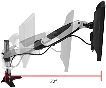 SIIG Single Monitor Desk Mount, White, Height Adjustable Gas Spring Assisted Full-Motion Easy Use, Holds 15" to 27" Screens, Up to 17.6 lbs, VESA 75 and 100